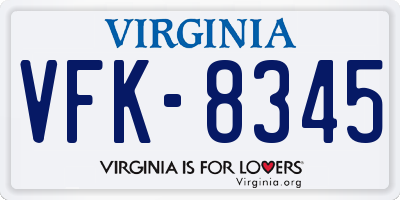 VA license plate VFK8345