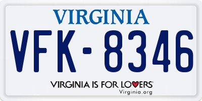 VA license plate VFK8346