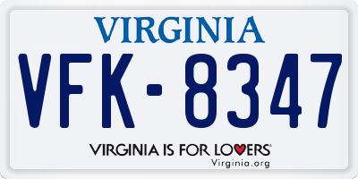 VA license plate VFK8347
