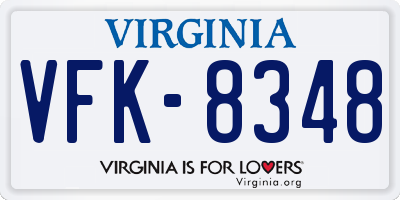 VA license plate VFK8348