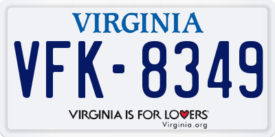 VA license plate VFK8349