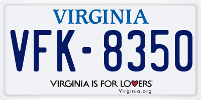 VA license plate VFK8350
