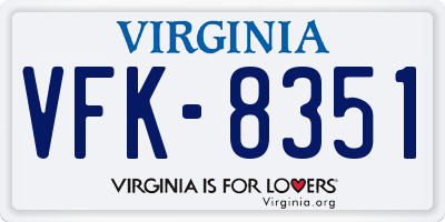 VA license plate VFK8351