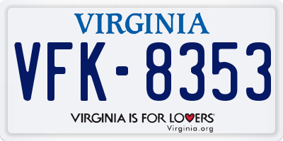 VA license plate VFK8353