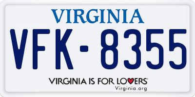 VA license plate VFK8355