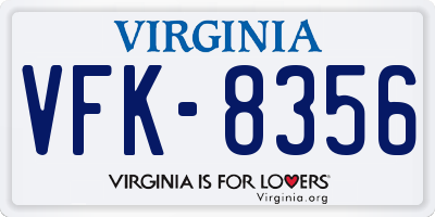VA license plate VFK8356