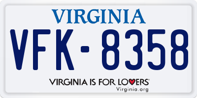 VA license plate VFK8358