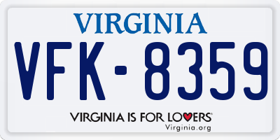 VA license plate VFK8359