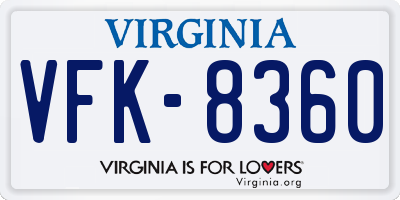 VA license plate VFK8360