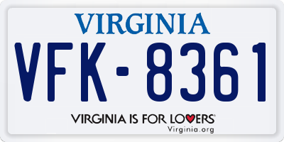 VA license plate VFK8361