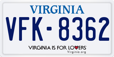 VA license plate VFK8362