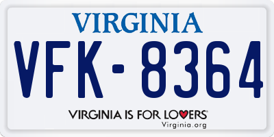 VA license plate VFK8364
