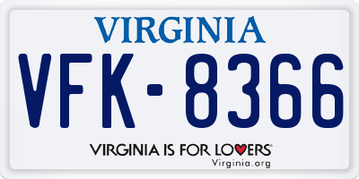 VA license plate VFK8366