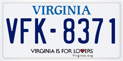 VA license plate VFK8371