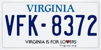 VA license plate VFK8372