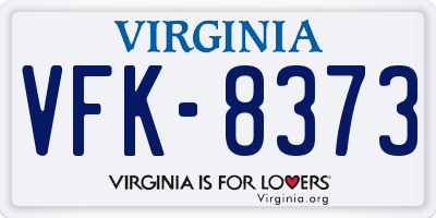 VA license plate VFK8373