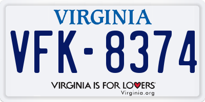 VA license plate VFK8374