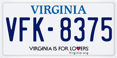 VA license plate VFK8375