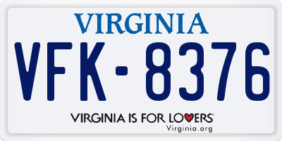 VA license plate VFK8376