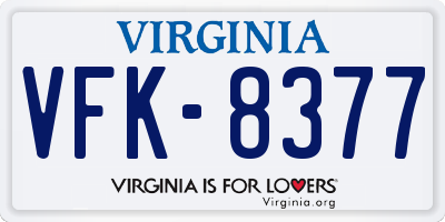 VA license plate VFK8377