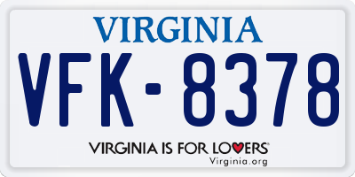 VA license plate VFK8378