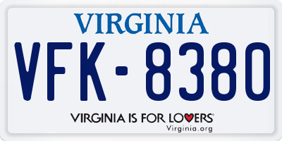 VA license plate VFK8380