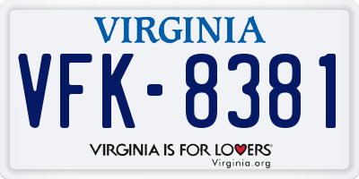 VA license plate VFK8381