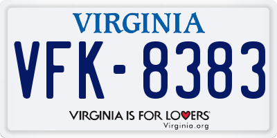 VA license plate VFK8383