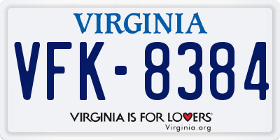 VA license plate VFK8384