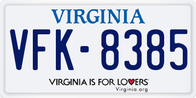 VA license plate VFK8385