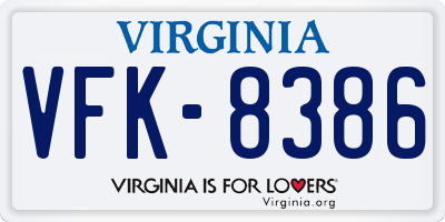 VA license plate VFK8386