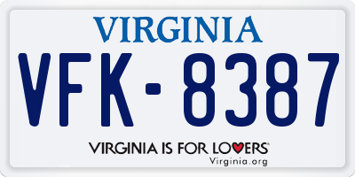 VA license plate VFK8387