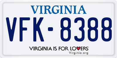 VA license plate VFK8388