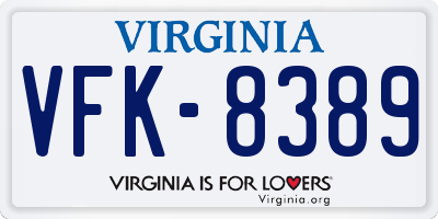 VA license plate VFK8389