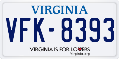 VA license plate VFK8393