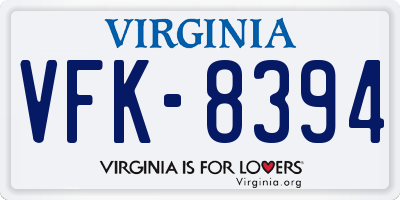 VA license plate VFK8394