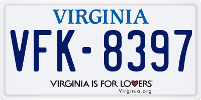 VA license plate VFK8397