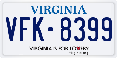 VA license plate VFK8399