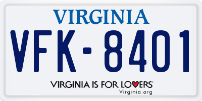 VA license plate VFK8401