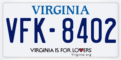 VA license plate VFK8402
