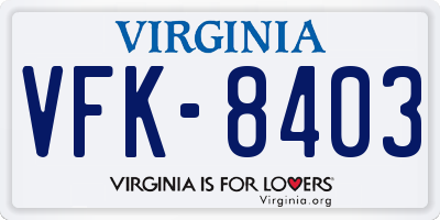 VA license plate VFK8403