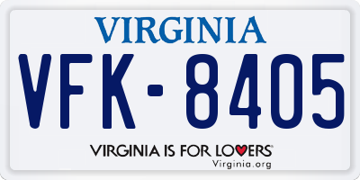 VA license plate VFK8405