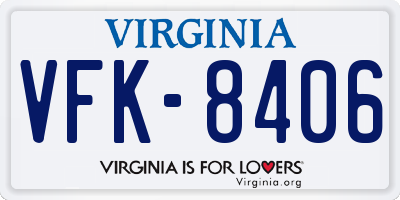 VA license plate VFK8406