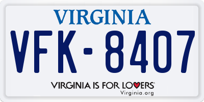VA license plate VFK8407