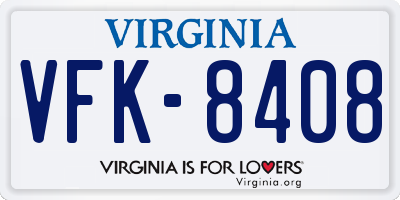 VA license plate VFK8408