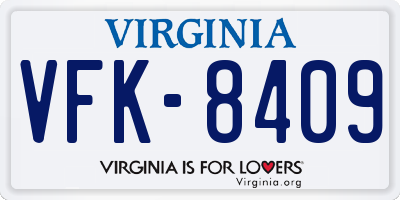 VA license plate VFK8409