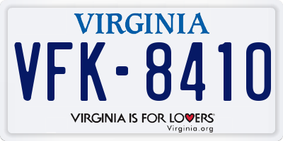 VA license plate VFK8410