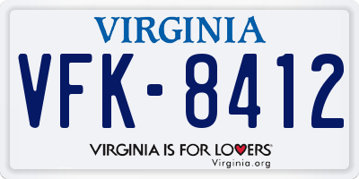 VA license plate VFK8412
