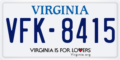VA license plate VFK8415
