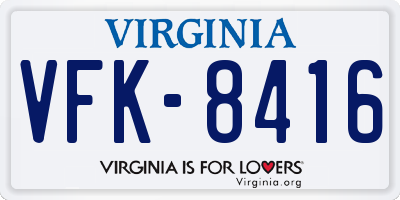 VA license plate VFK8416